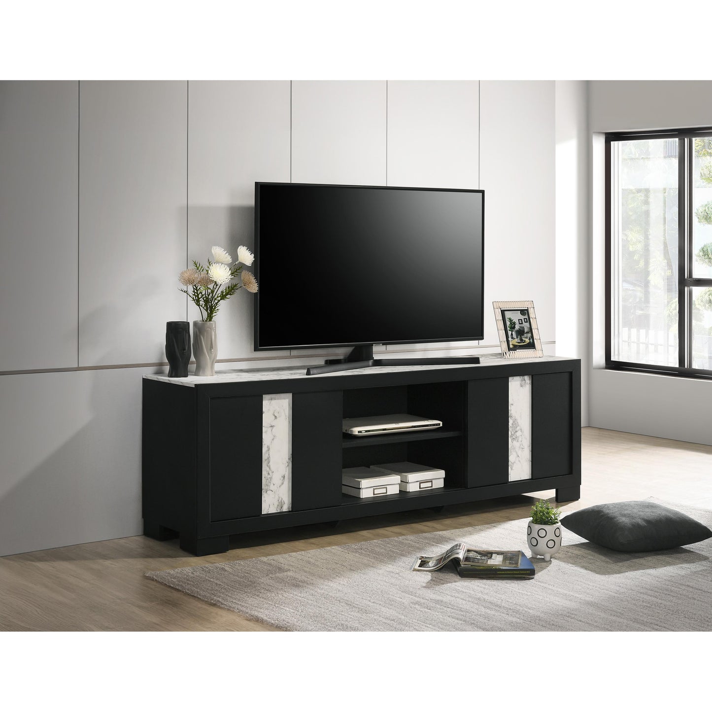 Crown Mark Rangley B6835-99 TV Stand - Black IMAGE 4
