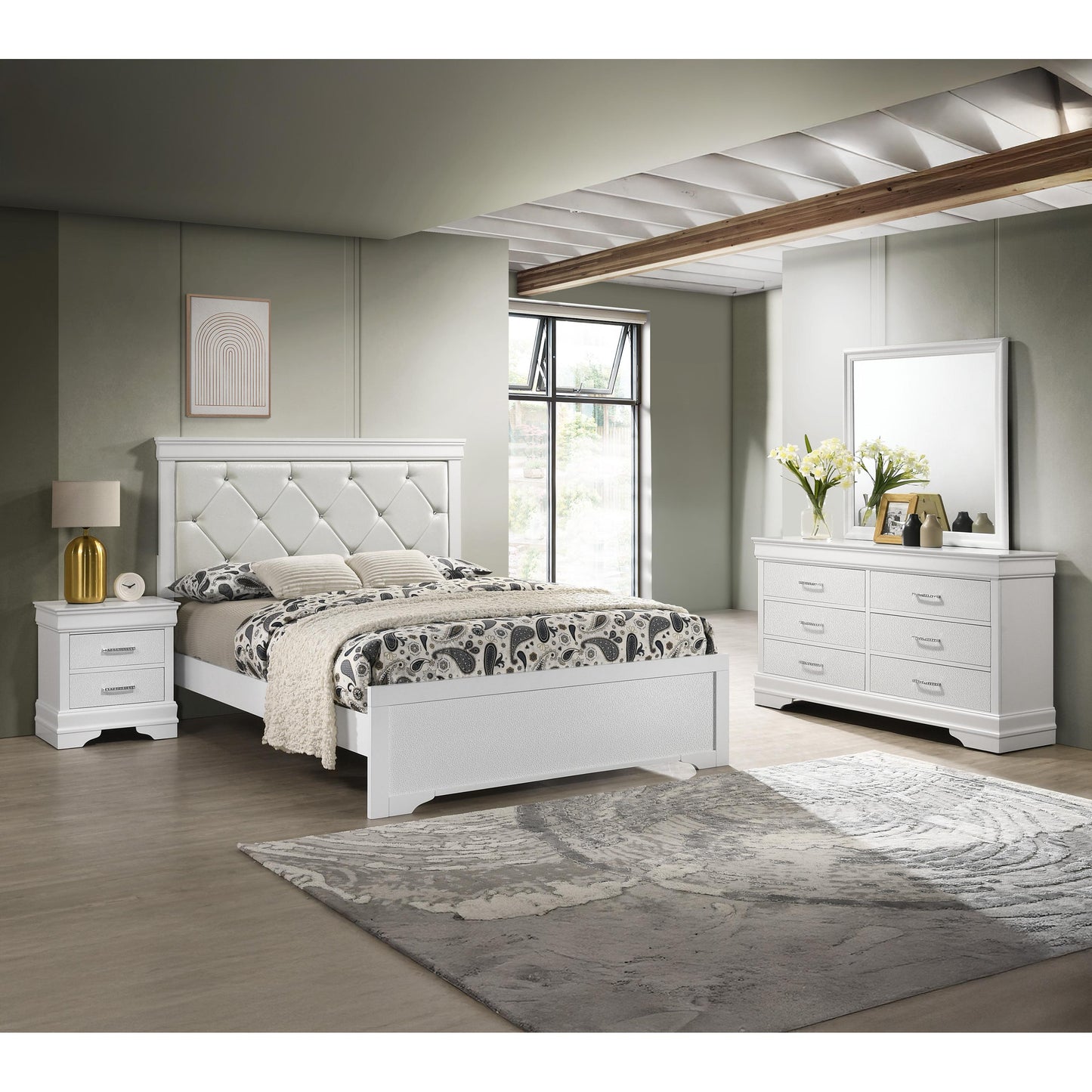 Crown Mark Amalia B6912-11 Dresser Mirror - White IMAGE 3