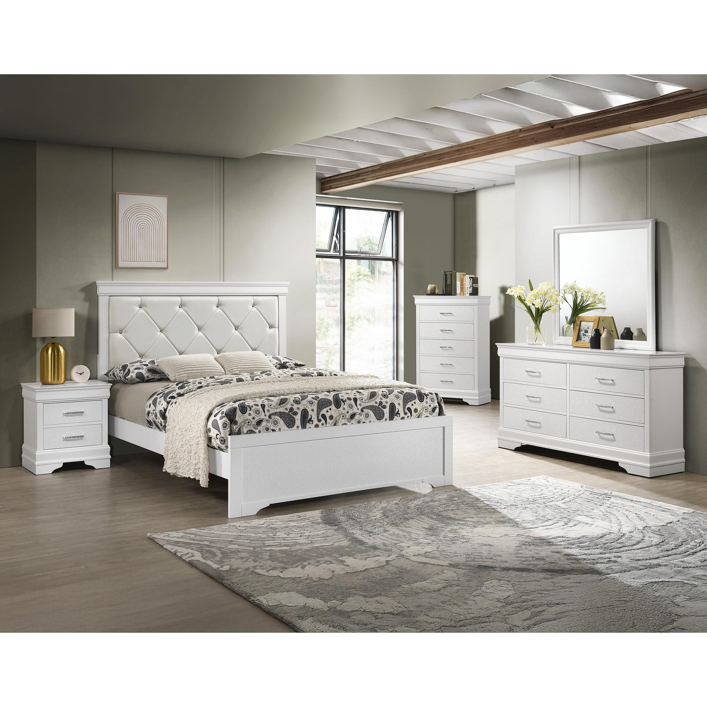 Crown Mark Amalia B6912-2 Nightstand - White IMAGE 2