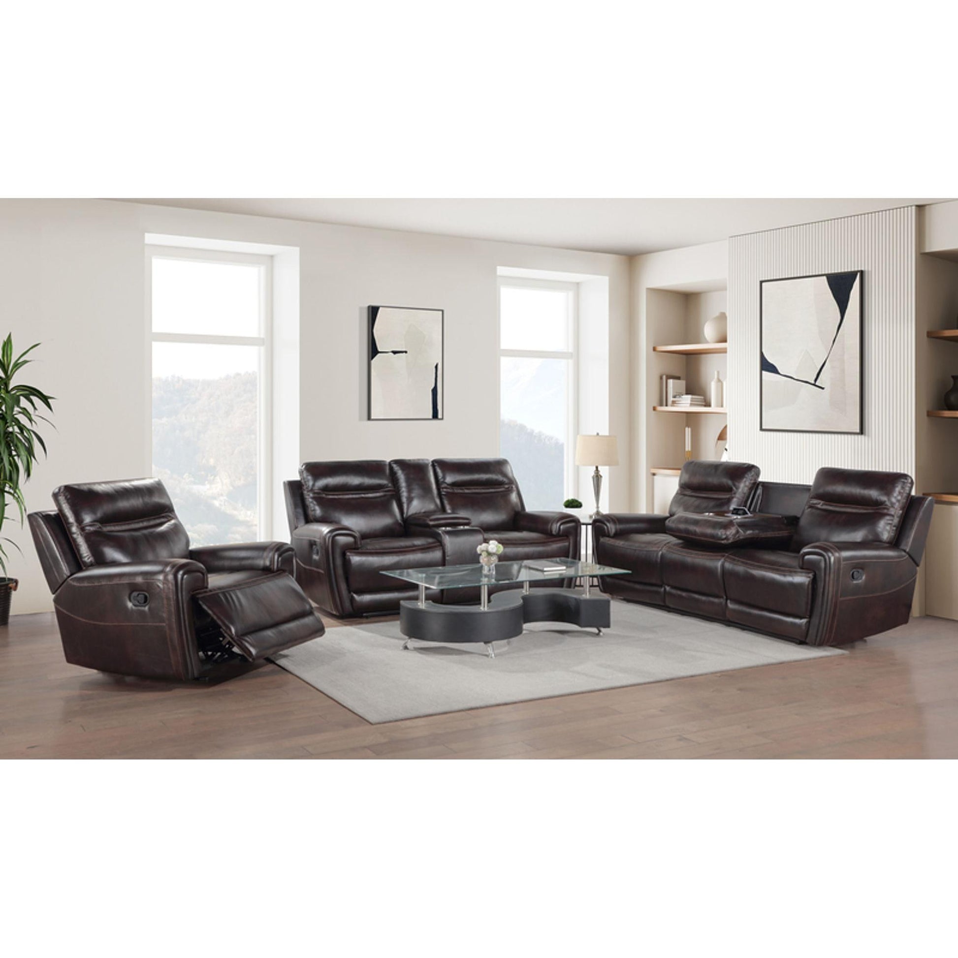 Generation Trade Admiral 667320 Reclining Sofa - Brown IMAGE 2