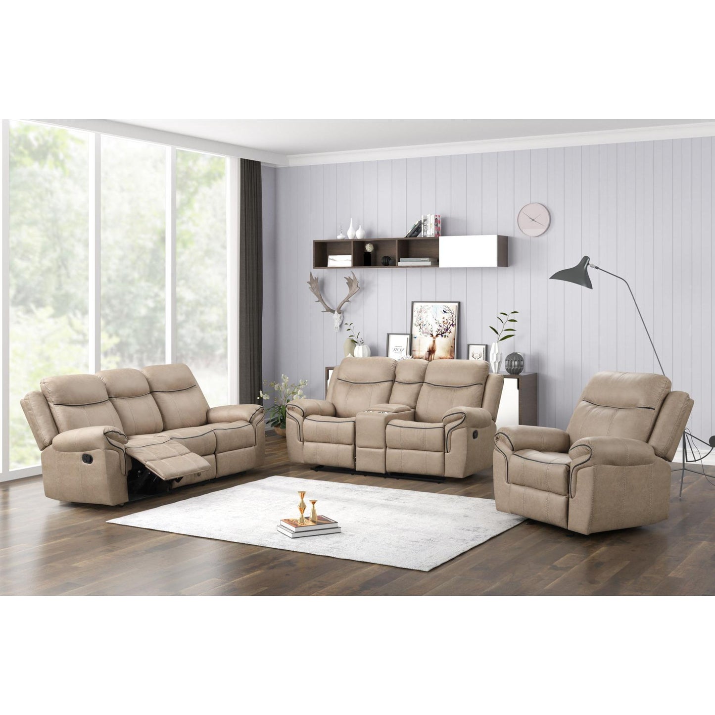 Generation Trade Boulder 689420 Reclining Sofa - Light Brown IMAGE 2
