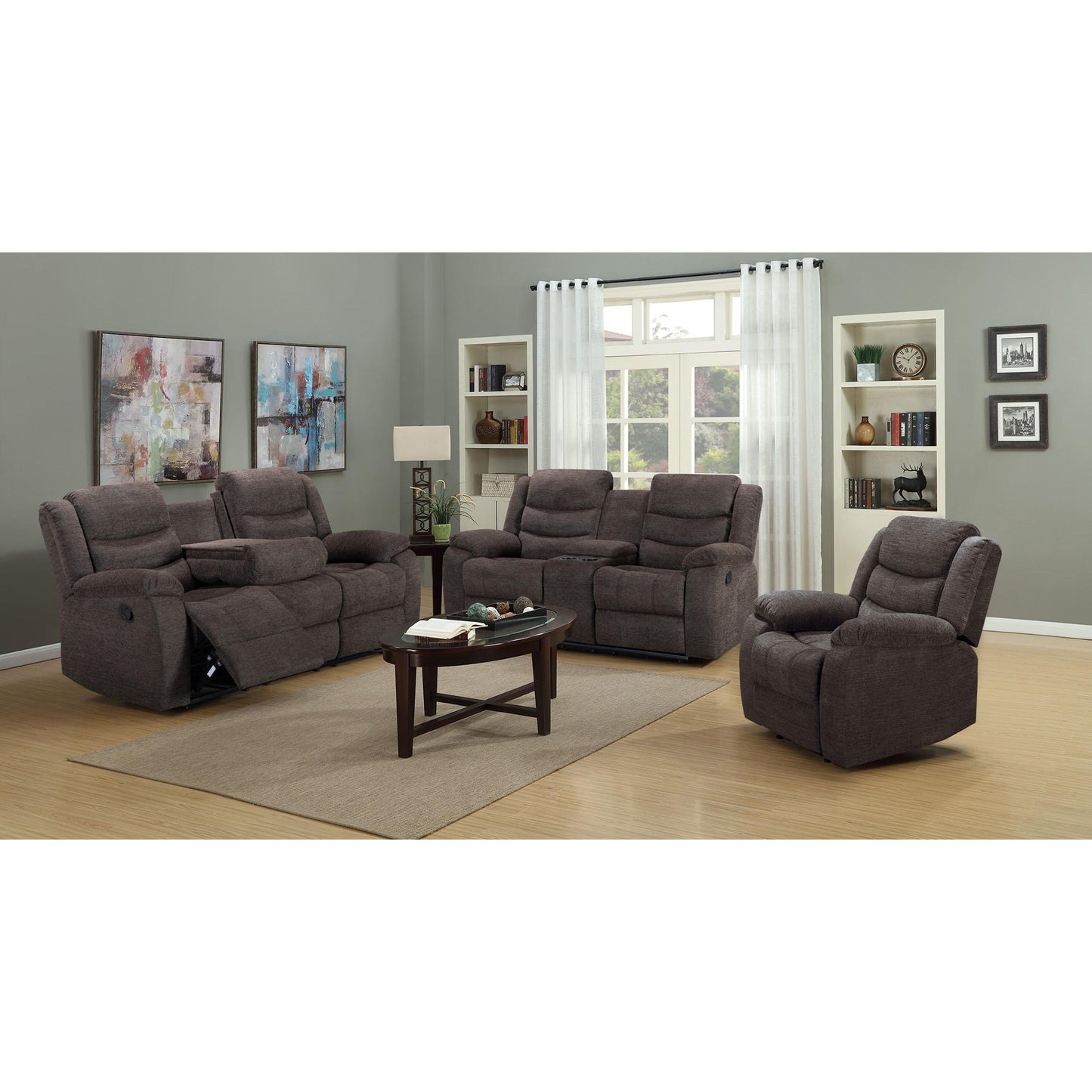 Generation Trade Rockport 683321 Reclining Console Loveseat - Dark Brown IMAGE 2
