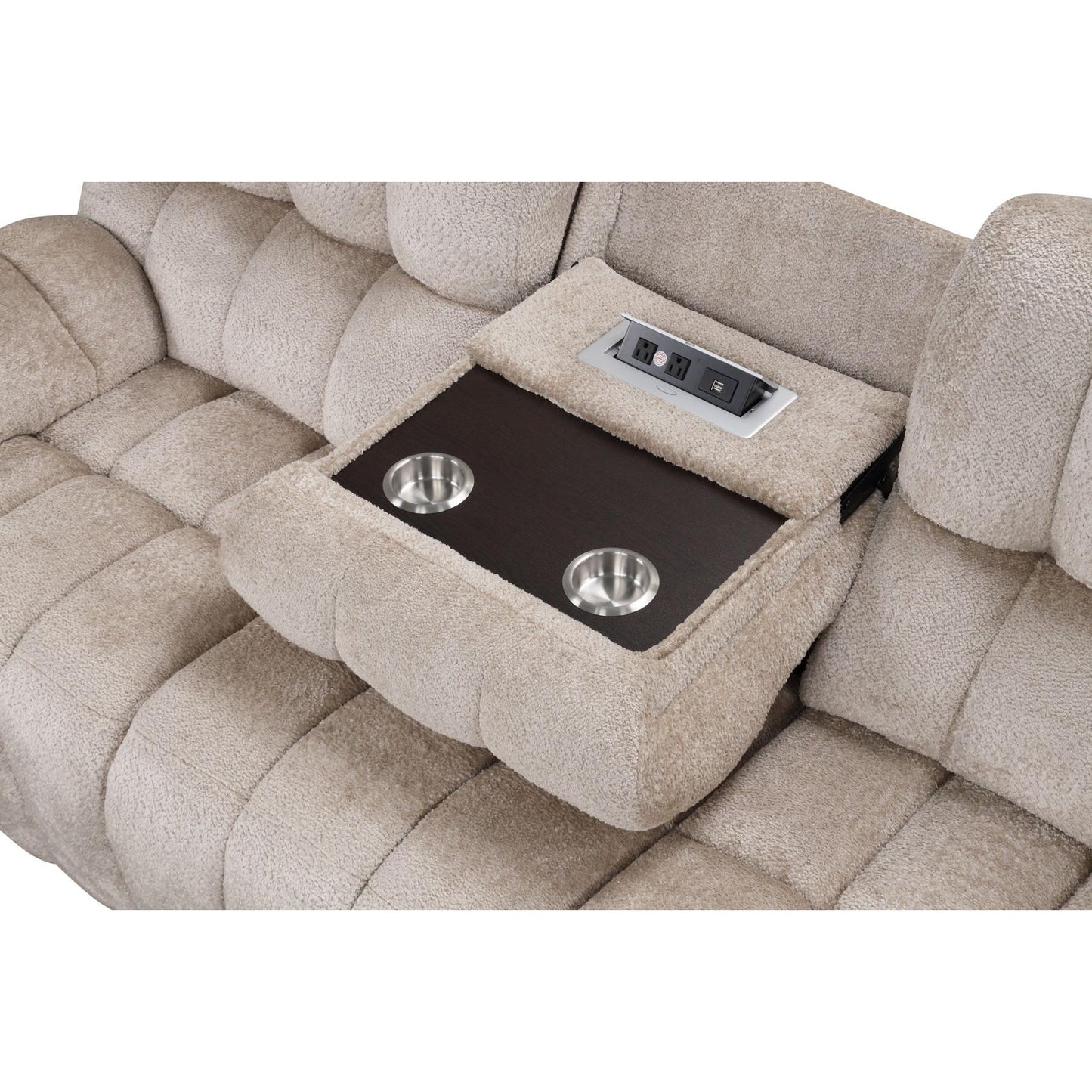 Generation Trade Everest 677520 Sofa with Drop Down Table - Beige IMAGE 3