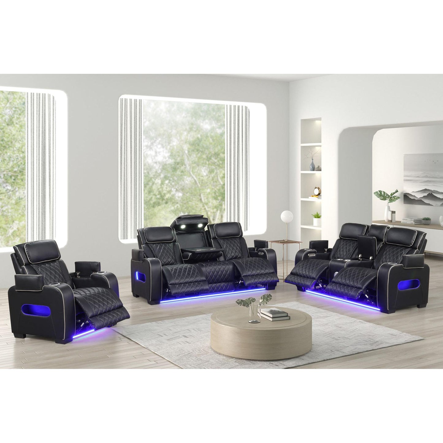 Generation Trade Titan 668291 Power Console Loveseat - Black IMAGE 3