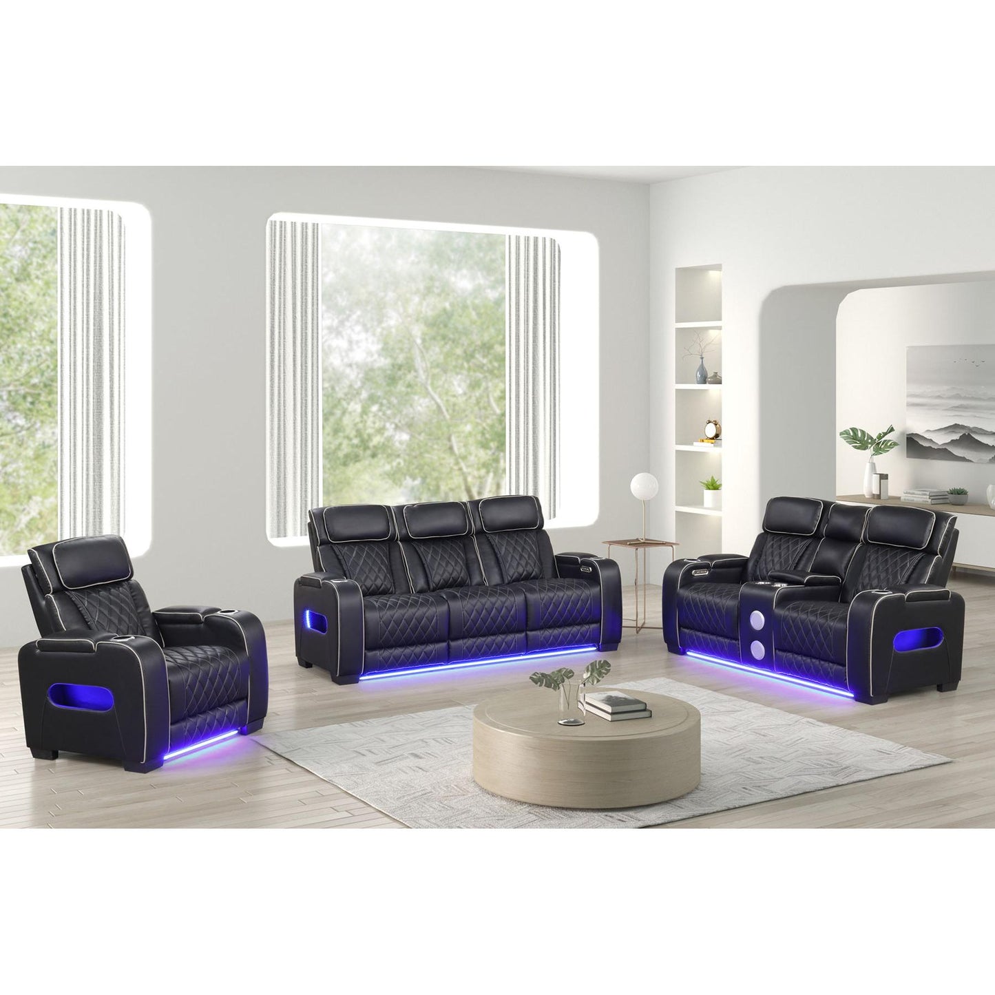 Generation Trade Titan 668291 Power Console Loveseat - Black IMAGE 4