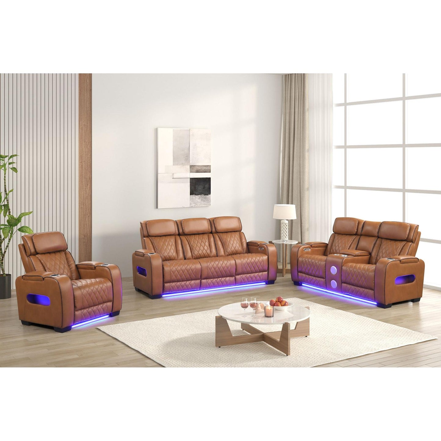 Generation Trade Titan 668391 Power Console Loveseat - Brown IMAGE 3