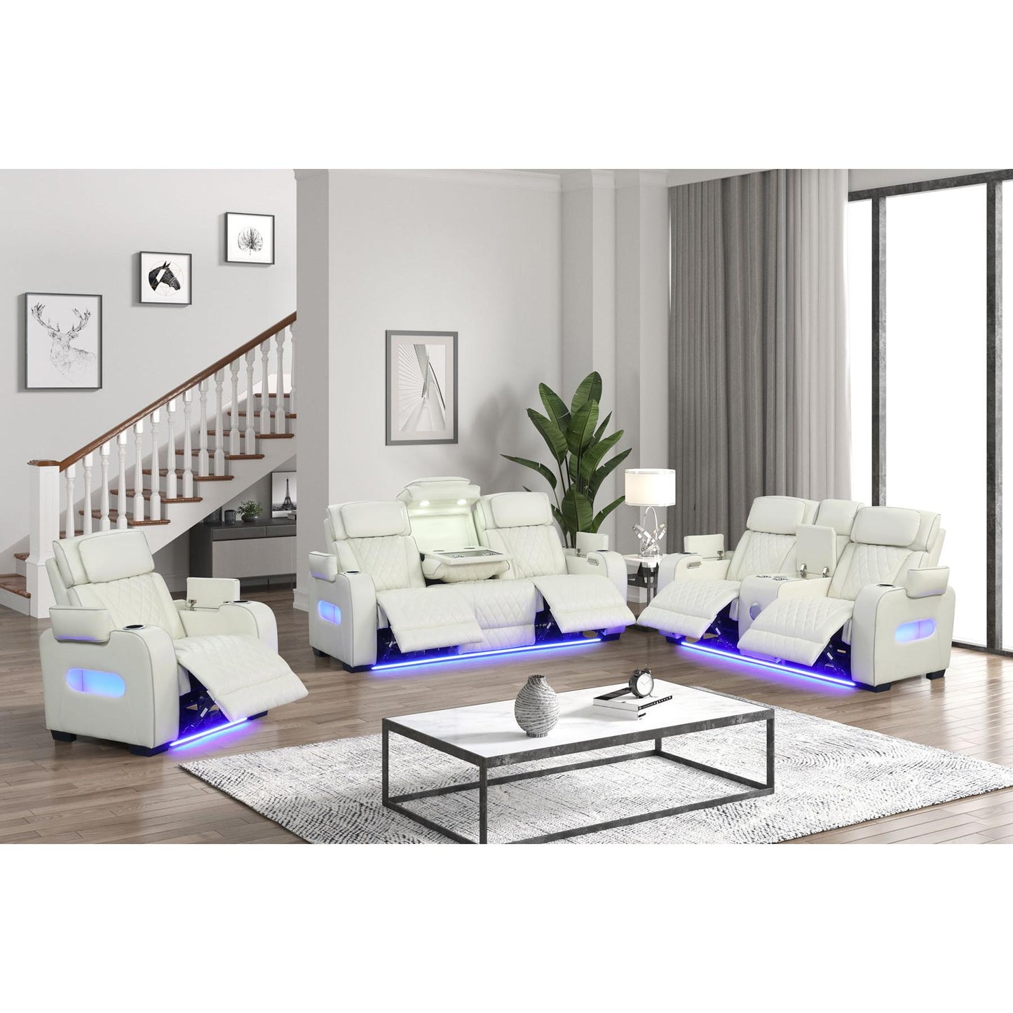 Generation Trade Titan 668191 Power Console Loveseat - White IMAGE 3