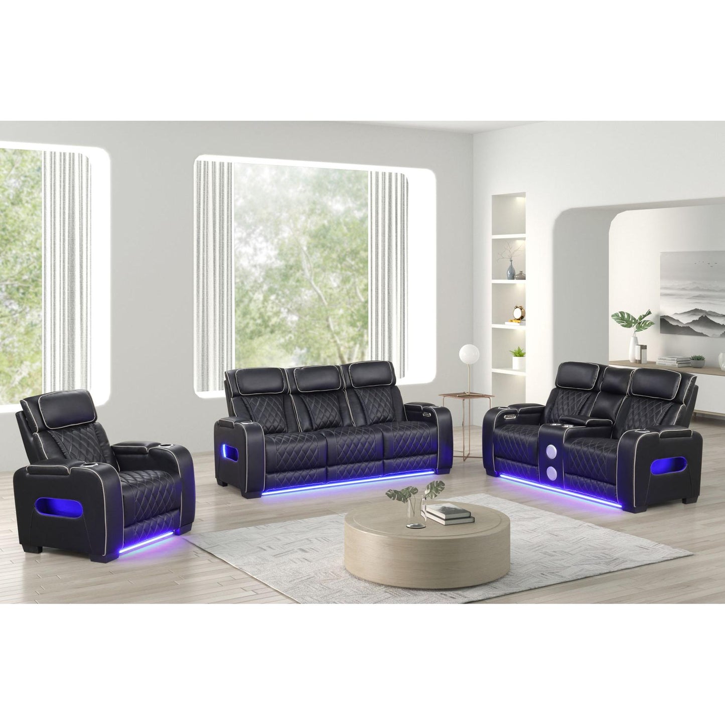 Generation Trade Titan 668290 Power Reclining Sofa - Black IMAGE 2