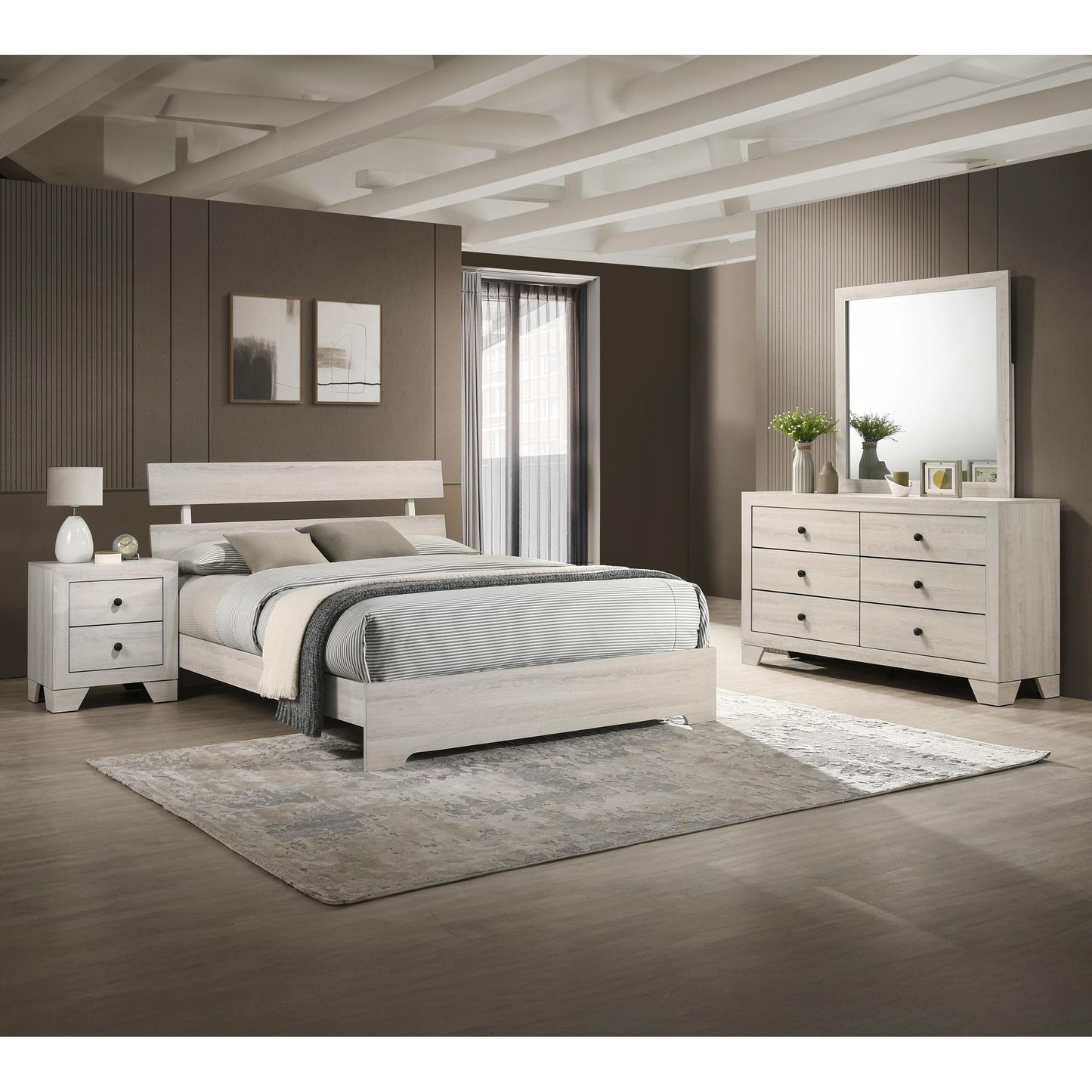 Crown Mark Atticus B6982-Q-BED Queen Bed - White IMAGE 4