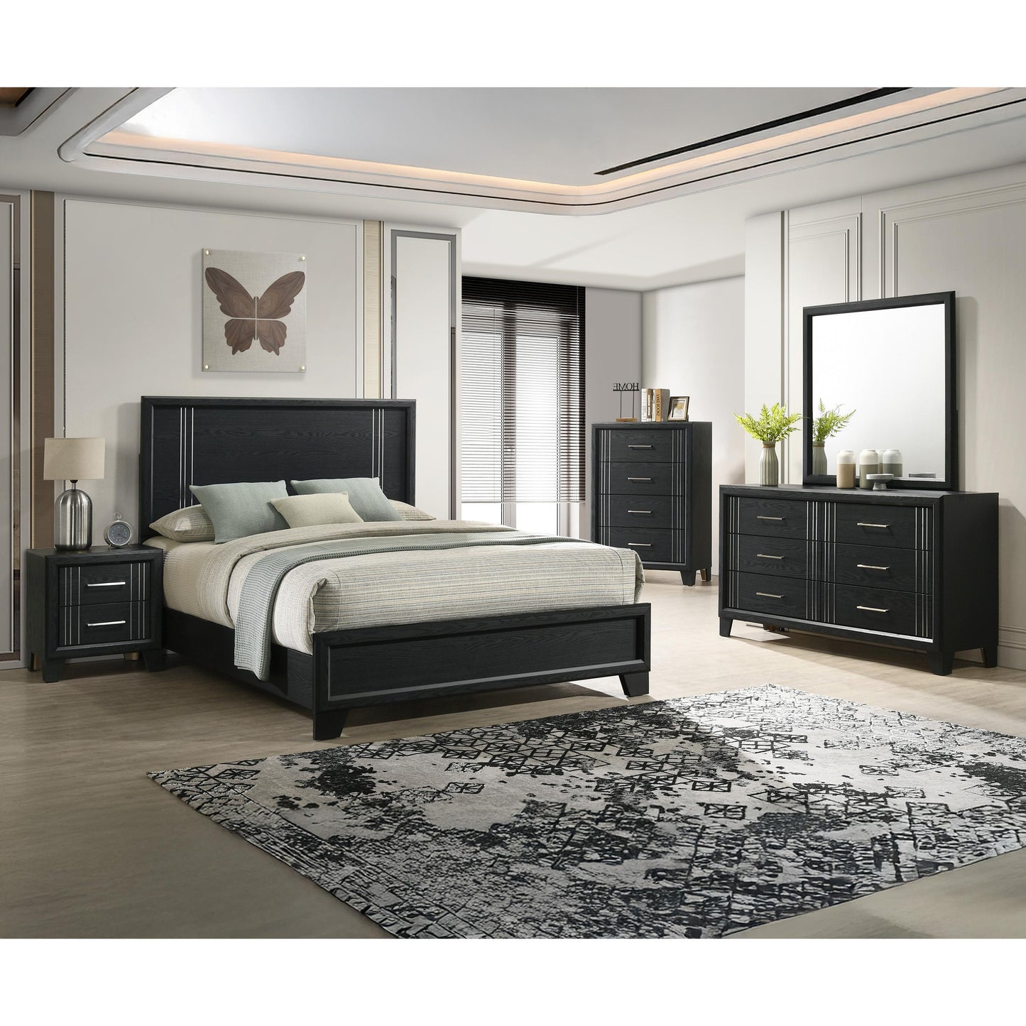 Crown Mark Charlie B9235-2 Nightstand - Charcoal IMAGE 3