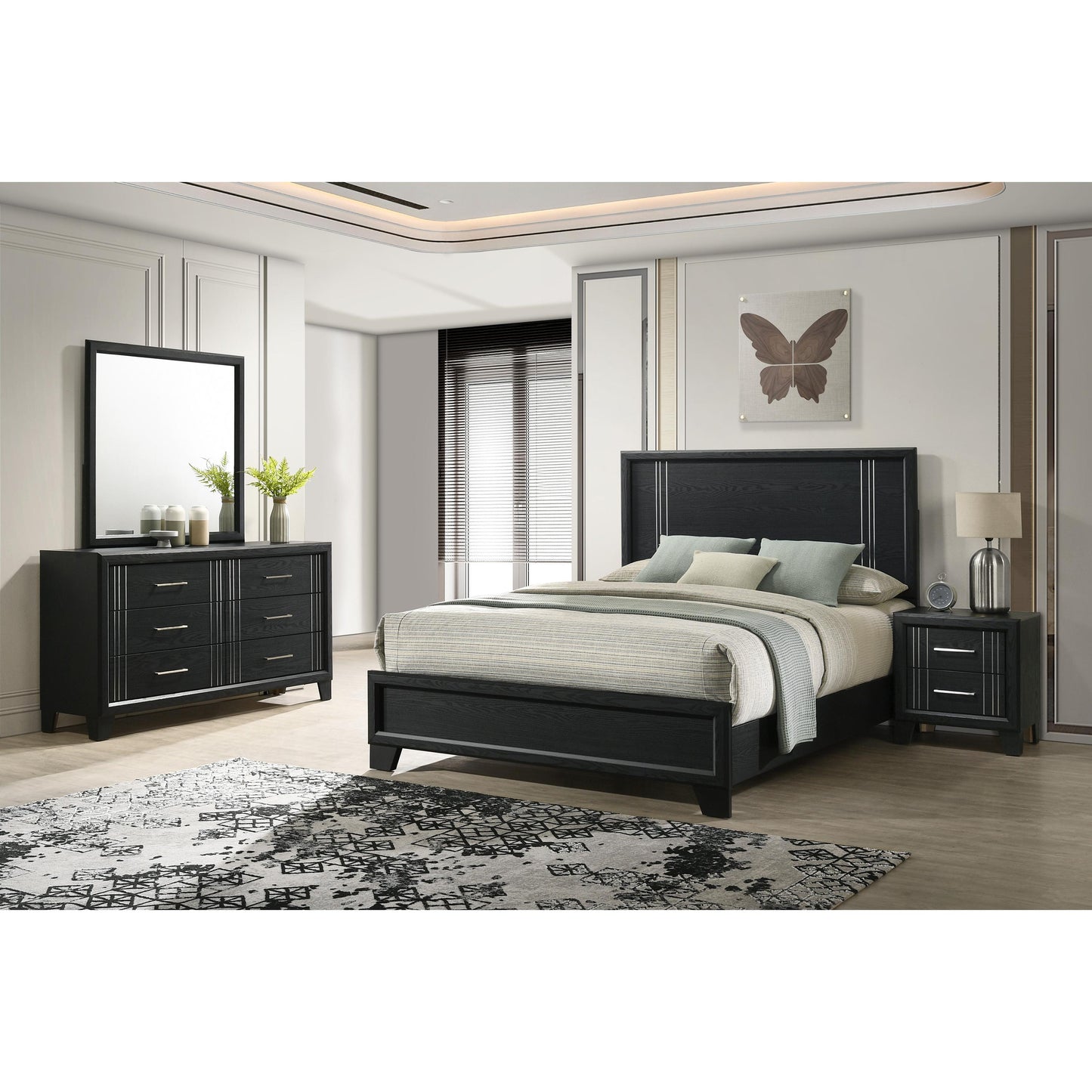 Crown Mark Charlie B9235-2 Nightstand - Charcoal IMAGE 4