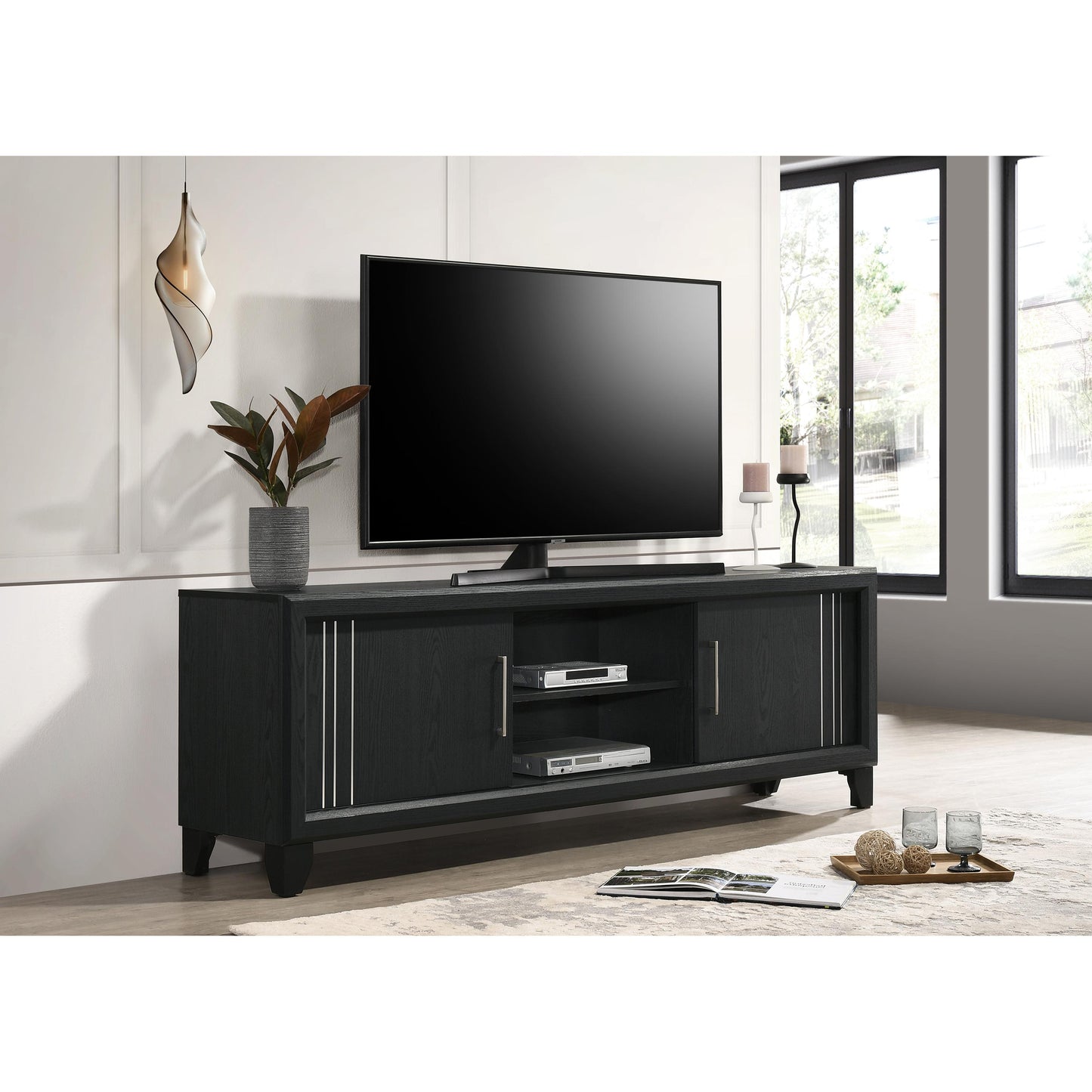 Crown Mark Charlie B9235-9 TV Stand - Charcoal IMAGE 4