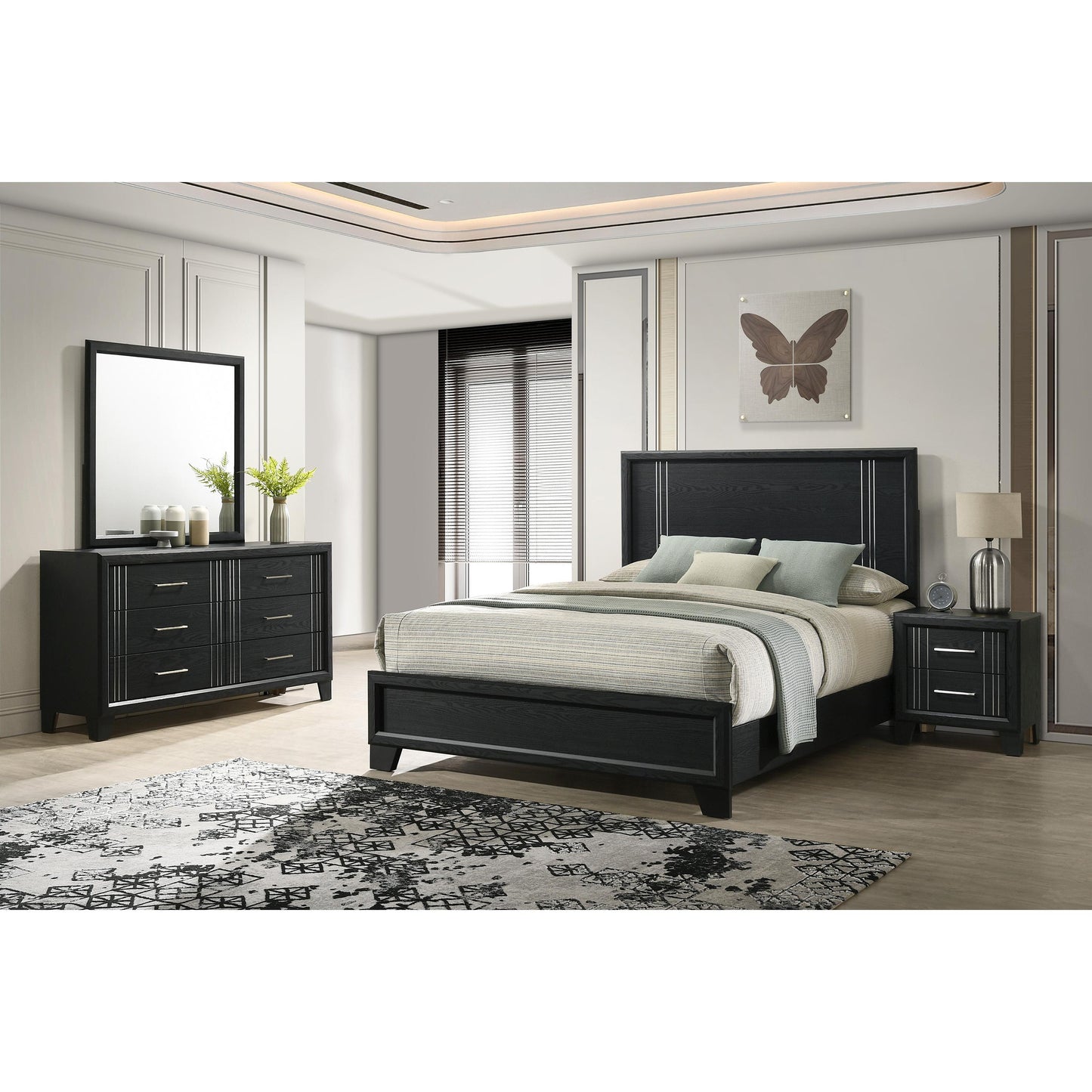 Crown Mark Charlie B9235-Q Queen Bed - Charcoal IMAGE 4