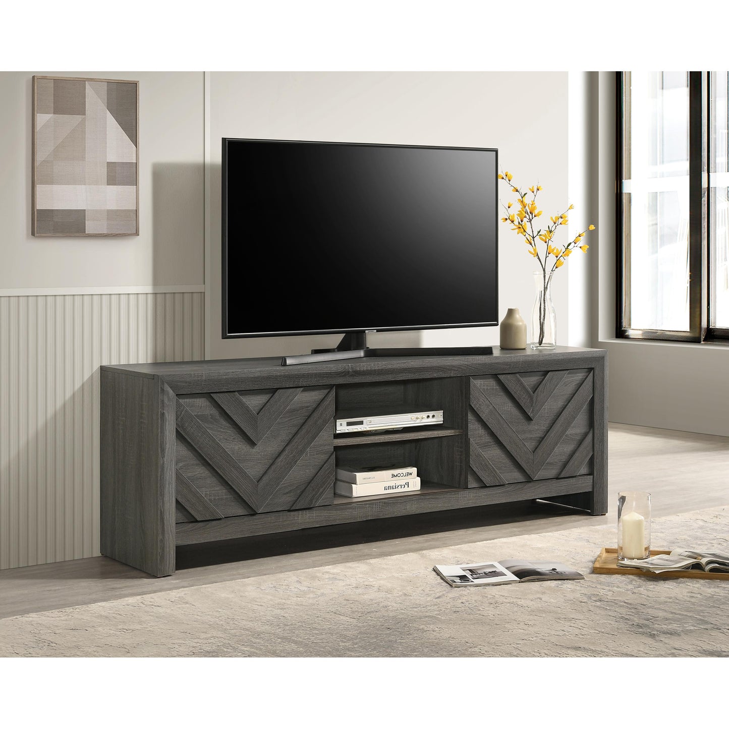 Crown Mark Valor B9335-9 TV Stand - Grey IMAGE 5