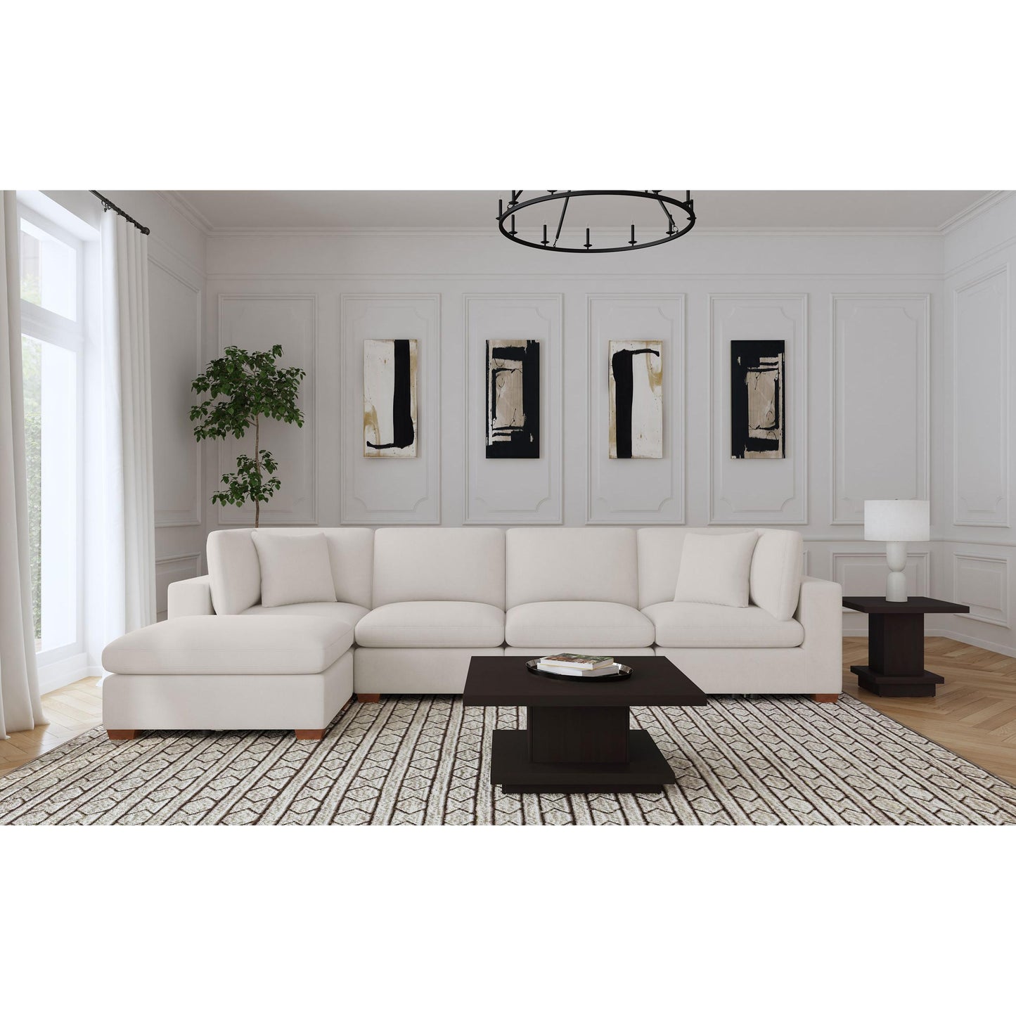 Coaster Furniture Lakeview 551461-SETB 5 pc Upholstered Modular Sectional Sofa - Ivory IMAGE 3