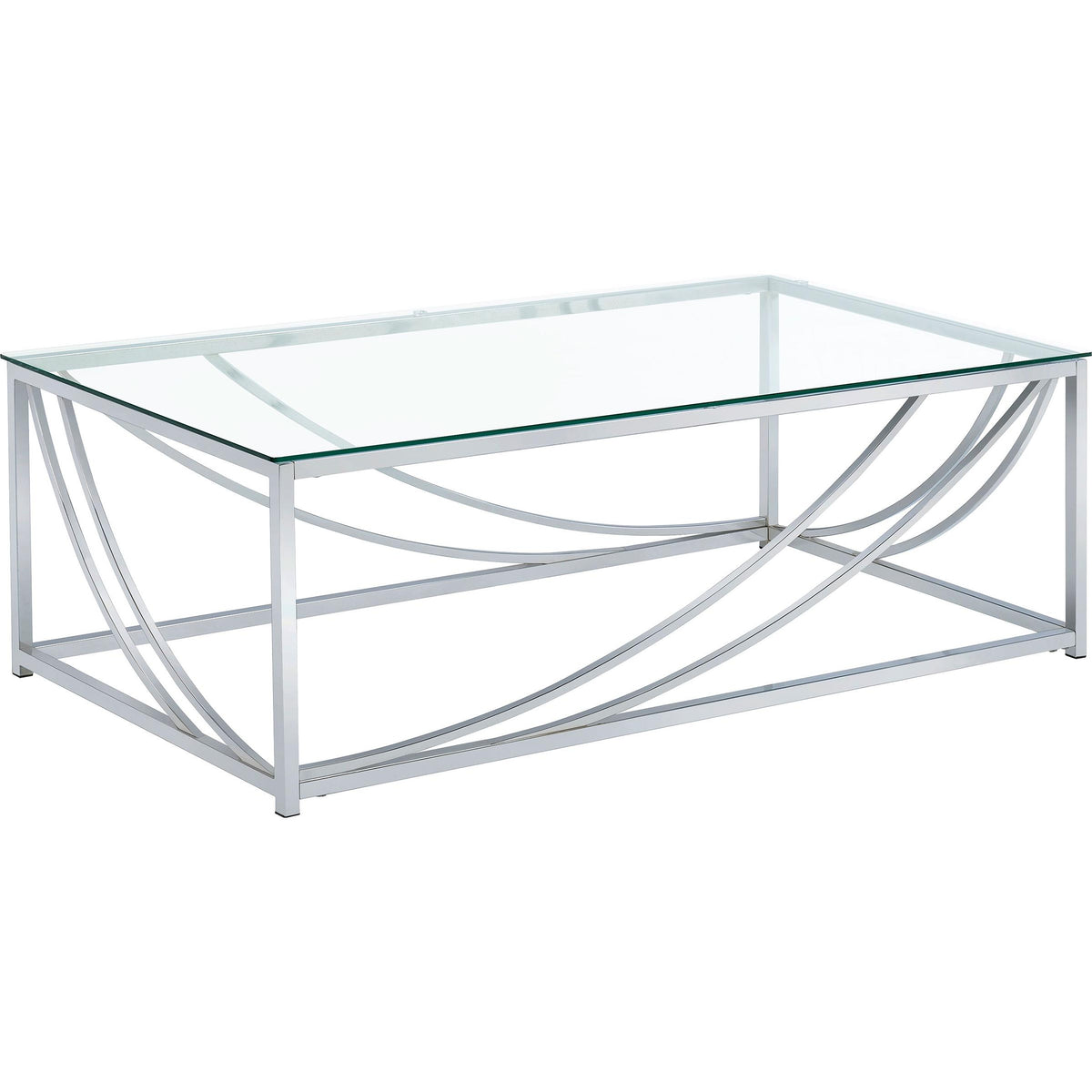 Coaster Furniture Lille 720498-S3 3-piece Glass Top Coffee And End Table Set - Chrome IMAGE 4