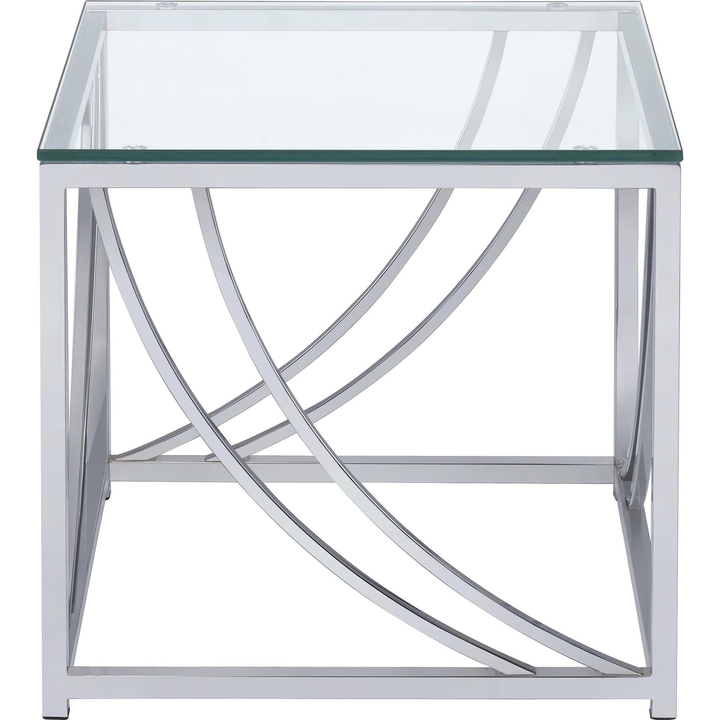 Coaster Furniture Lille 720498-S2 2-piece Glass Top Coffee And End Table Set - Chrome IMAGE 4