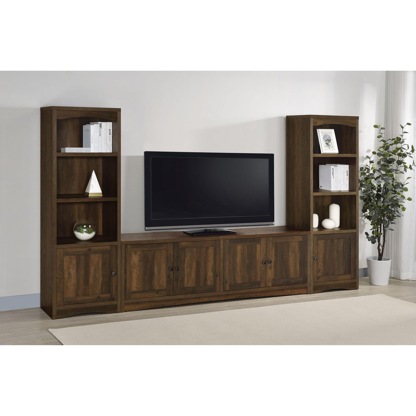 Coaster Furniture Laughlin 724123-SET 3-piece Entertainment Center TV Stand - Dark Pine IMAGE 1