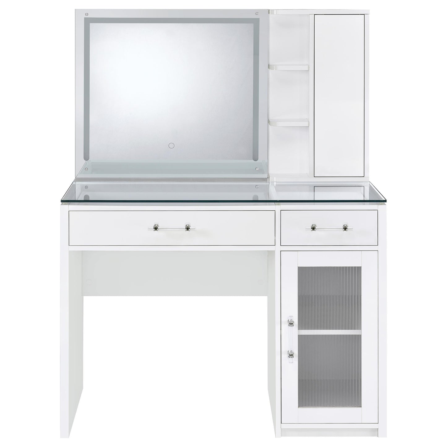Coaster Furniture Flora 930218 2-drawer Vanity Set with LED Mirror - White High Gloss IMAGE 9