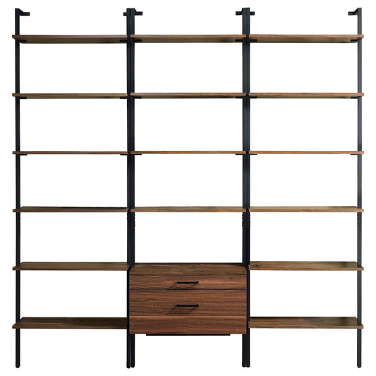 Coaster Furniture Owens 980074-S3 3-piece 96-inch Wall Mounted Bookshelf Set - Walnut IMAGE 1