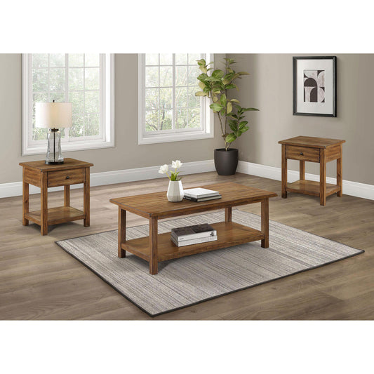 Coaster Furniture Payne 710548-S3 3-piece Coffee and 1-drawer End Table Set - Brown IMAGE 1