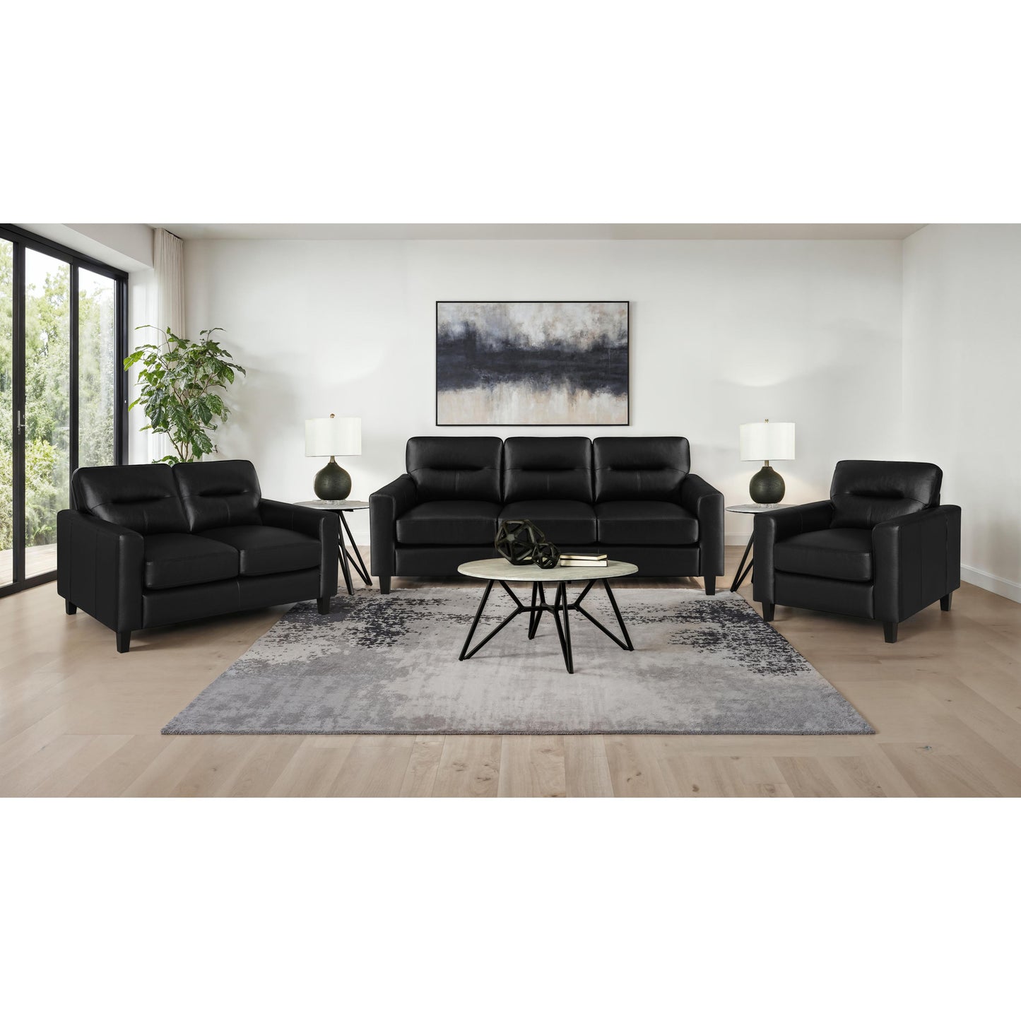 Coaster Furniture Scotland 504664 Faux Leather Upholstered Track Arm Sofa - Black IMAGE 9