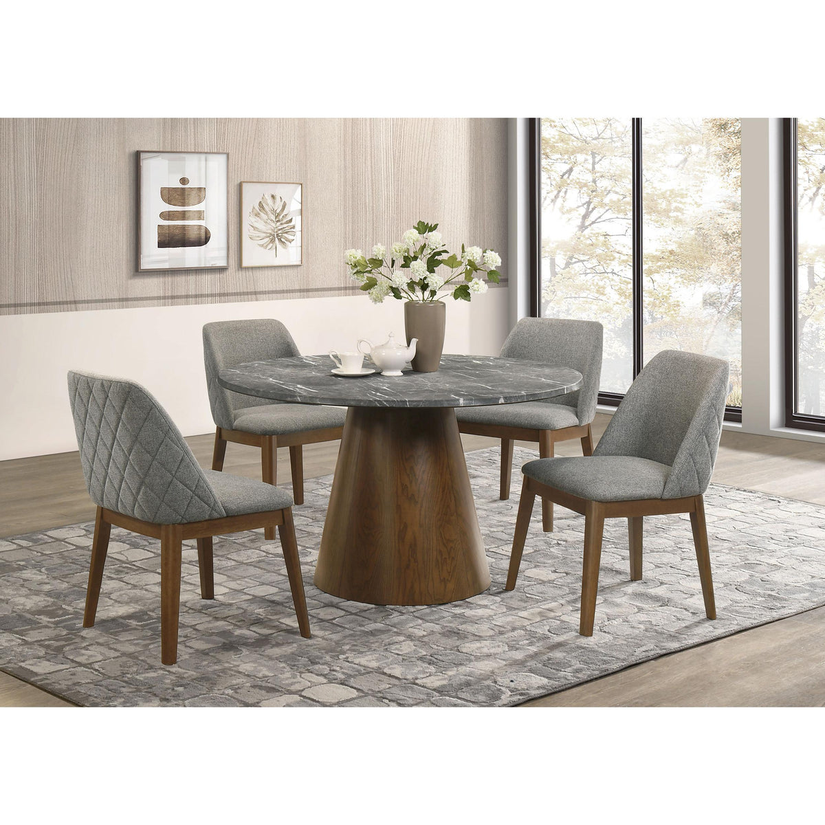 Coaster Furniture Franklin 193820 50-inch Round Dining Table - Grey/Dark Brown IMAGE 6