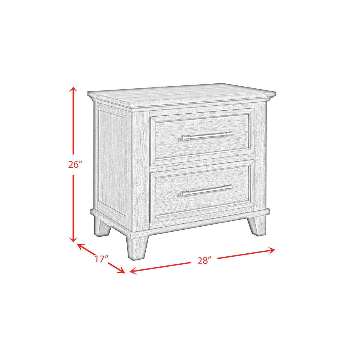 Elements International Canterbury B-13030-3-NS 2-Drawer Nightstand IMAGE 10