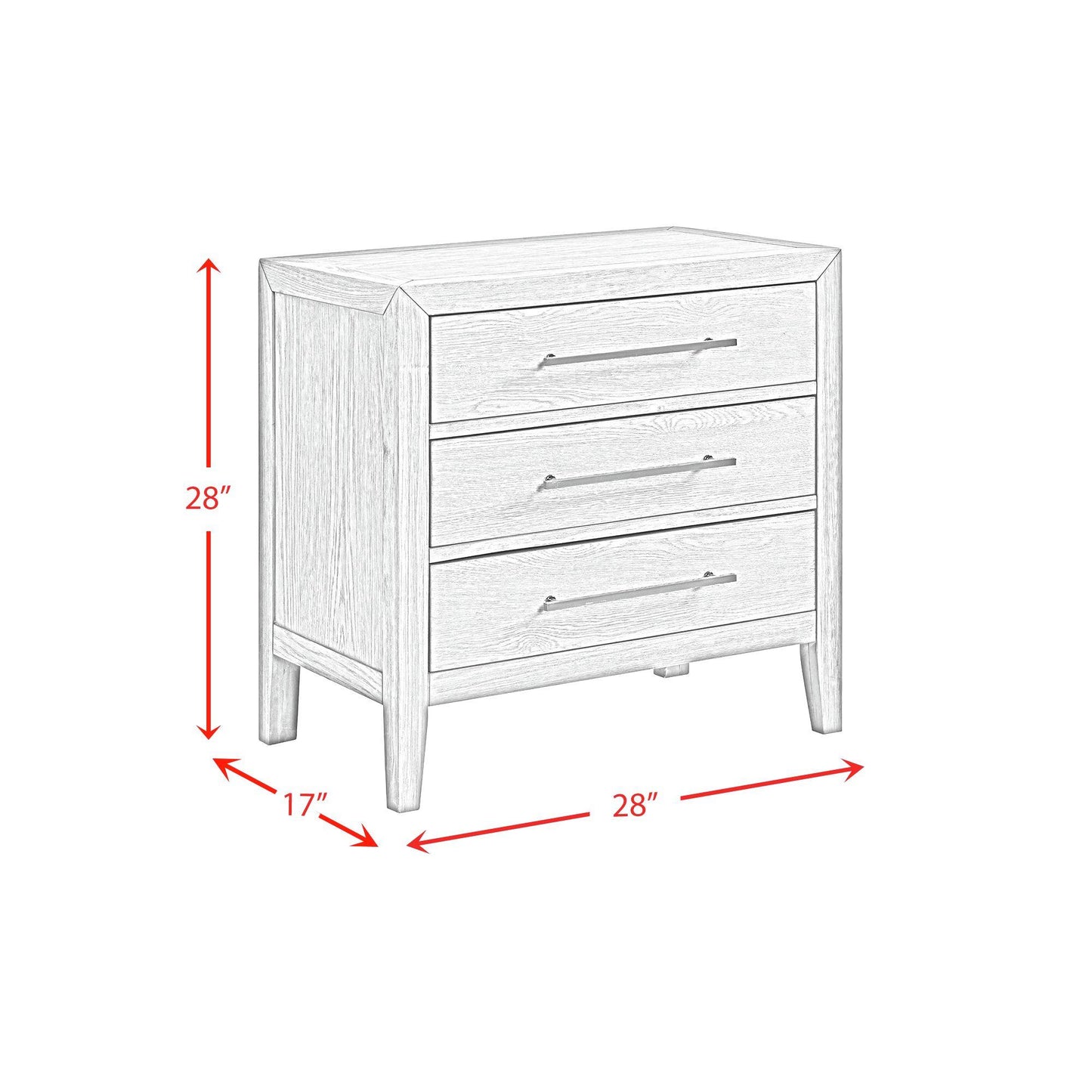Elements International Versailles Contemporary B-3690-8-NS 3-Drawer Nightstand IMAGE 10