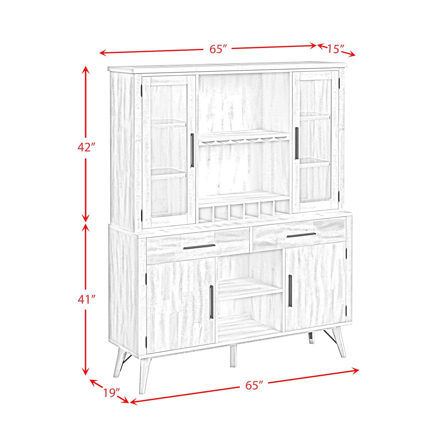 Elements International Rogen Rustic D-12850-7-BFHT Buffet & Hutch IMAGE 13