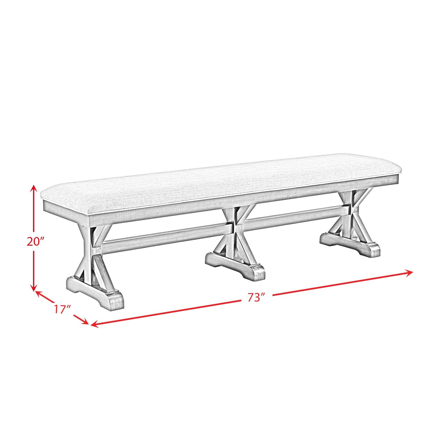 Elements International Montrose D-16670-8-BN Dining Bench IMAGE 7