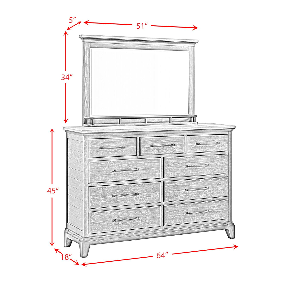 Elements International Montrose B-16670-5-DRMR Dresser And Mirror IMAGE 13