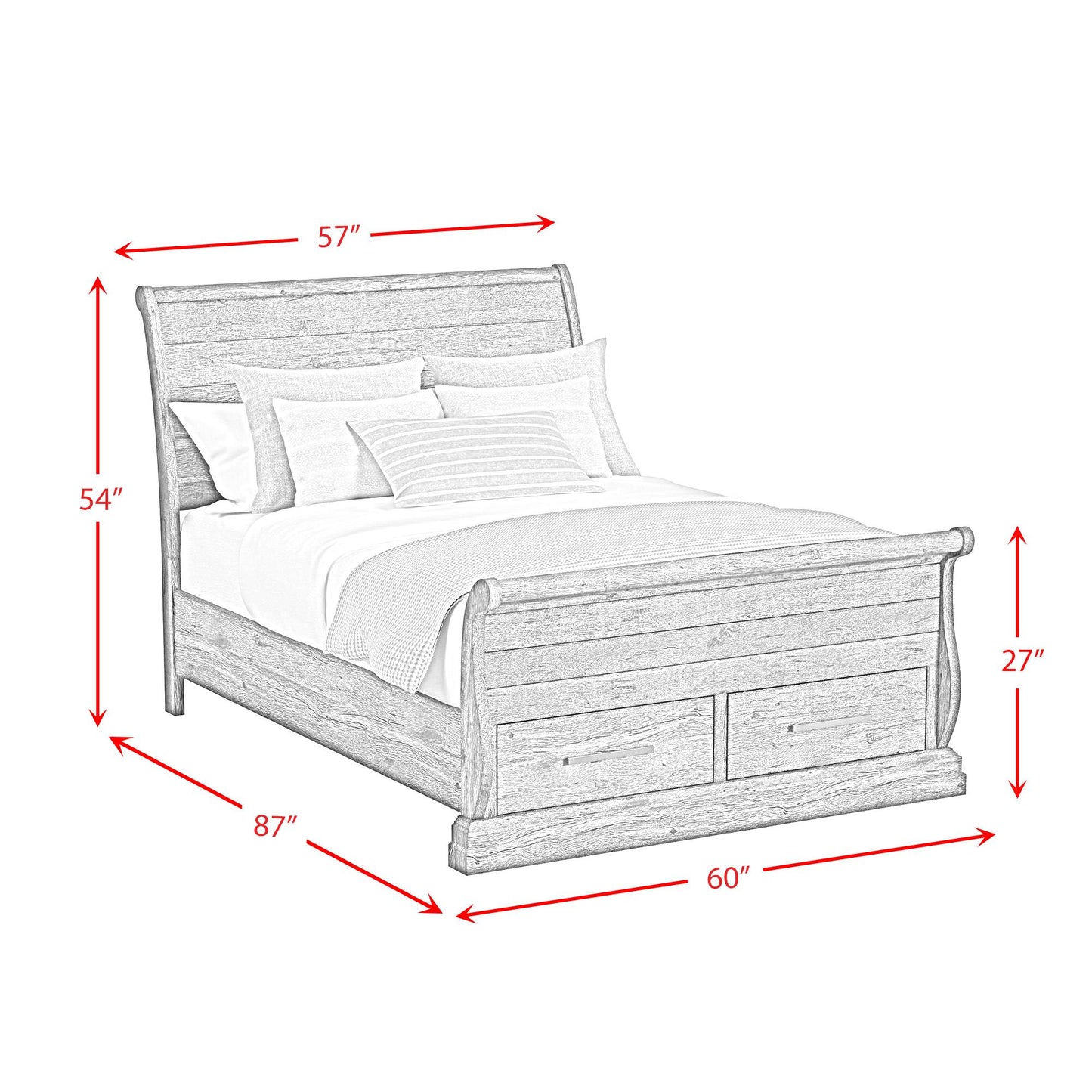 Elements International Park Ridge B-13130-8-FSLB Full Sleigh Storage Bed IMAGE 9