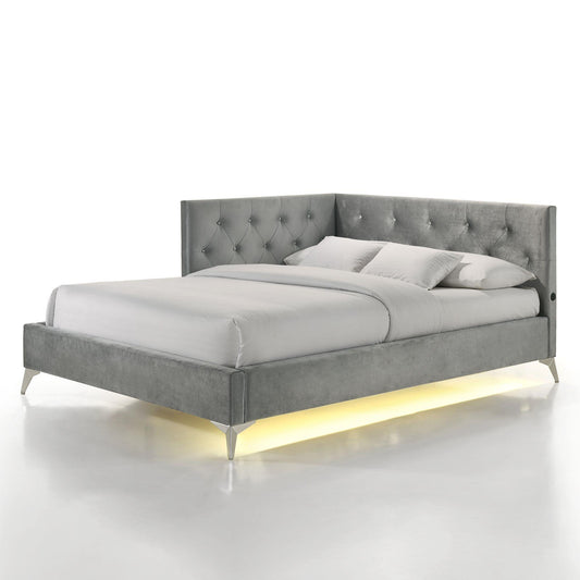 Elements International Amberley B-480-3-FCB Full Upholstered Corner Bed IMAGE 1