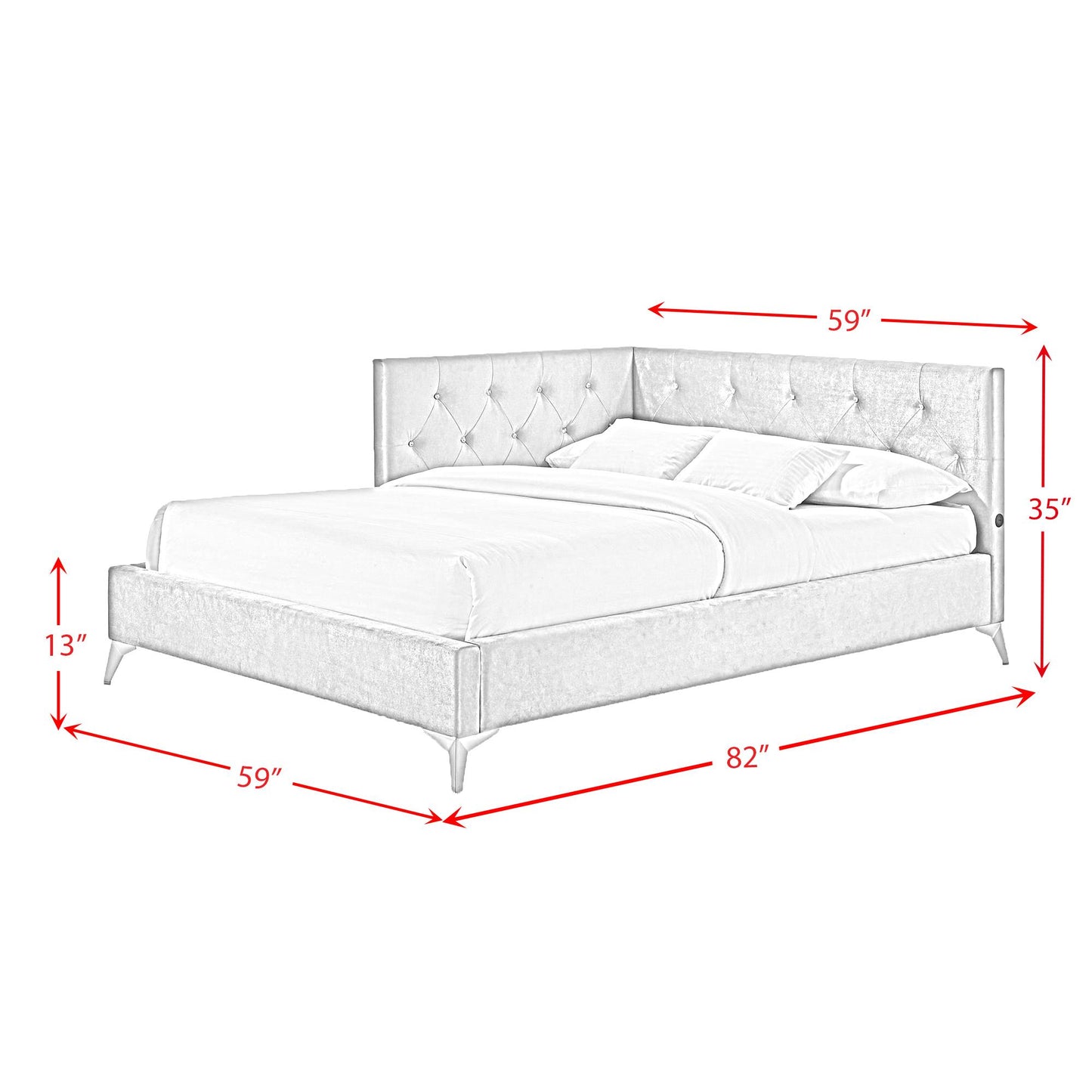 Elements International Amberley B-480-3-FCB Full Upholstered Corner Bed IMAGE 11