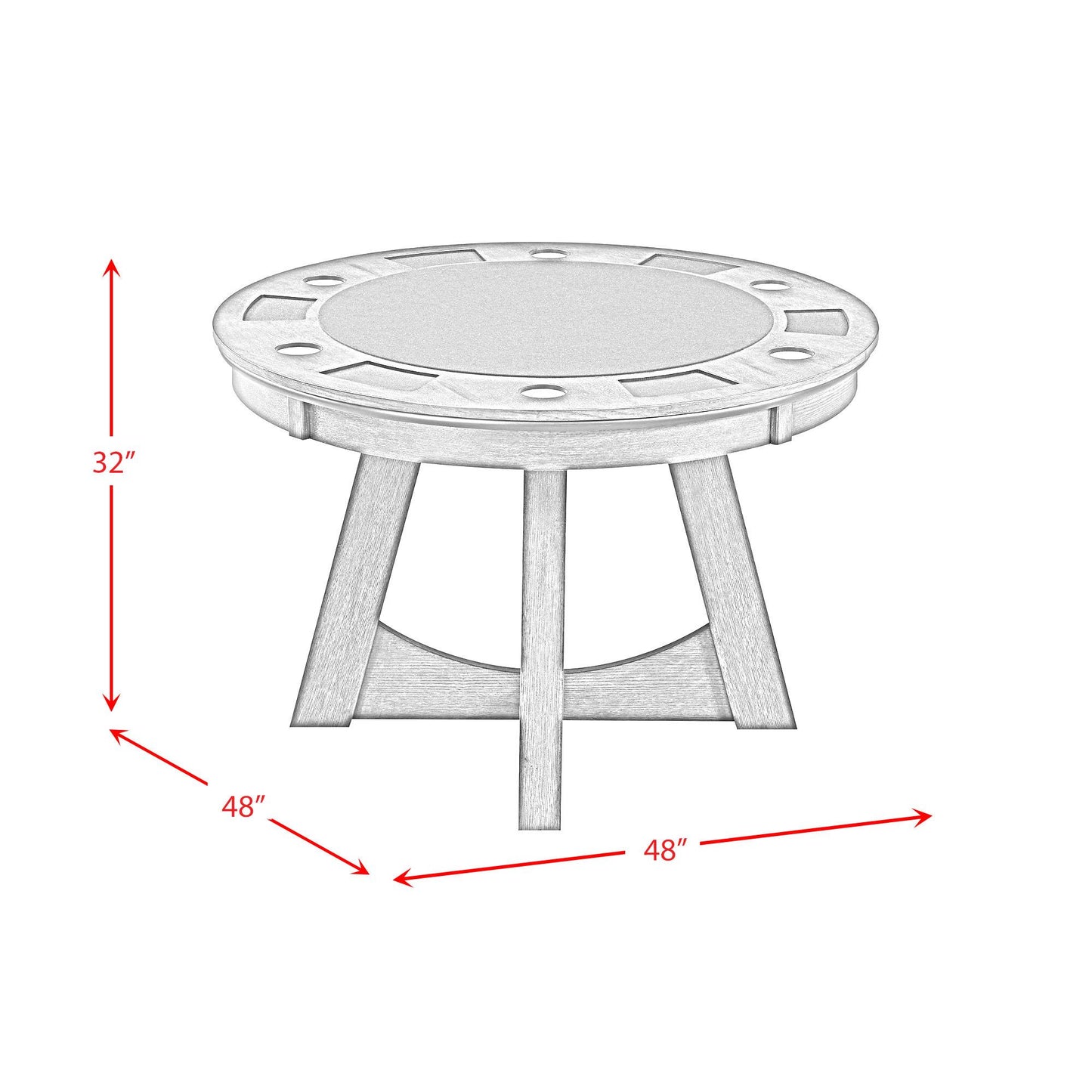 Elements International Prince GTPR100GT Round Game Table IMAGE 10
