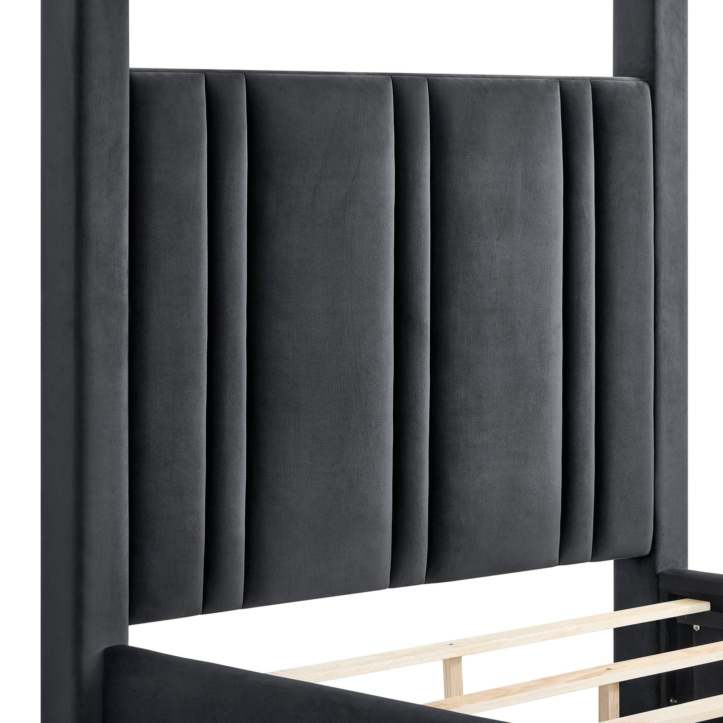 Crown Mark Jayla King Upholstered Canopy Bed 5117BK-K-HBFB/5117BK-KQ-RAIL/5117BK-KQ-POST IMAGE 4