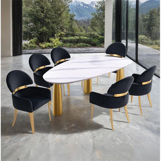 Furniture of America Northam FM37005WH-T-7PC-05BK 7 Pc Dining Table Set with Black Chair IMAGE 1