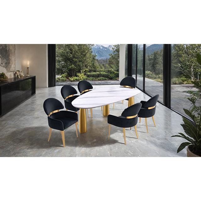 Furniture of America Northam FM37005WH-T-7PC-05BK 7 Pc Dining Table Set with Black Chair IMAGE 2