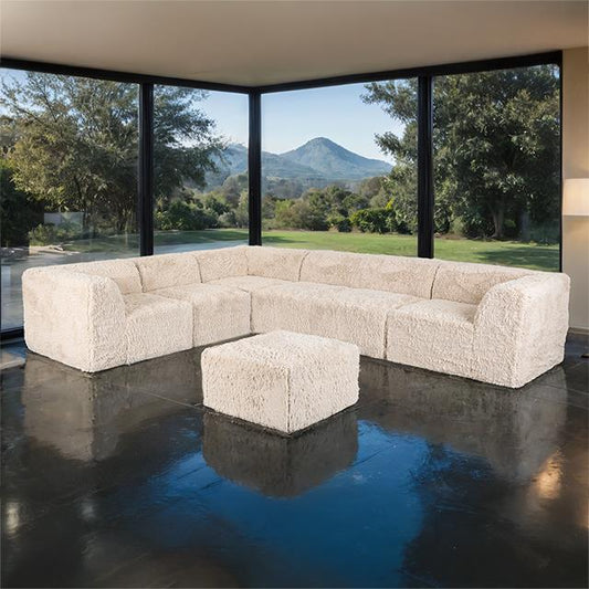 Furniture of America Nappi FM62102BG-SECT-L+OT Large L-Sectional with Ottoman IMAGE 1