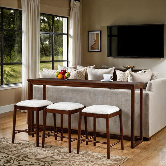 Furniture of America Daventry FM44000WN-ST-4PK Sofa Table with 3 Counter Height Stools IMAGE 1