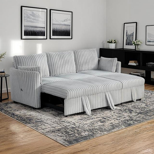Furniture of America Denholme SL64002GY-SF-PK Sectional with Pull Out IMAGE 1