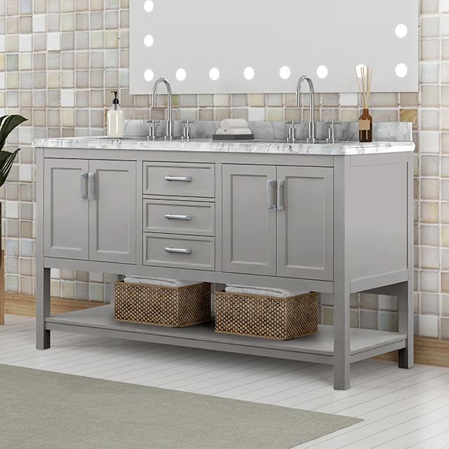 Furniture of America Reston TM-VS001GY-61 61" Vanity with Top/ Sink IMAGE 1