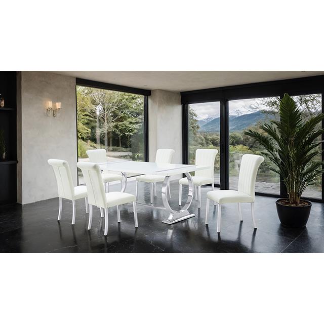 Furniture of America Holbaek FM37008SV-T-7PC-07SW 7 Pc 80" Dining Table Set IMAGE 2