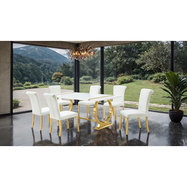 Furniture of America Holbaek FM37008GD-T-5PC-07GW 5 Pc 80" Dining Table Set IMAGE 2