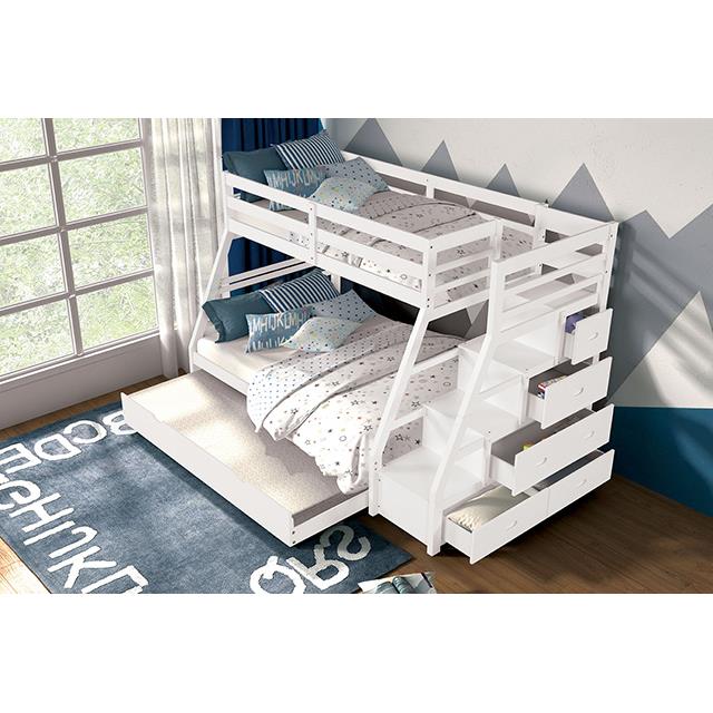 Furniture of America Ellington FM-BK611WH-BED+TR Twin/Full Bunk Bed IMAGE 2