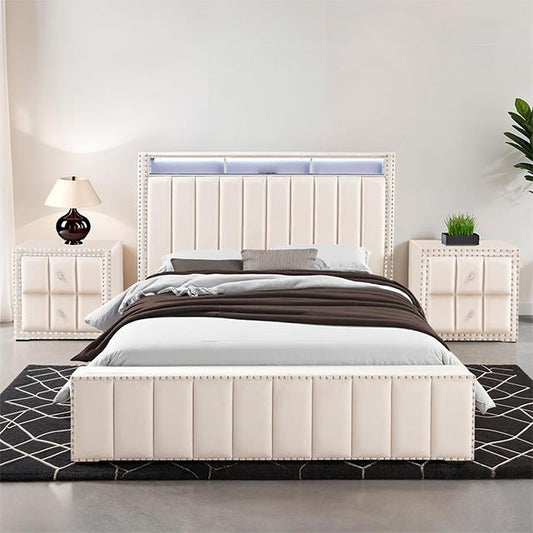 Furniture of America Farese SL7001BG-Q-3PC-2NS Queen Bed with 2 Nightstands IMAGE 1