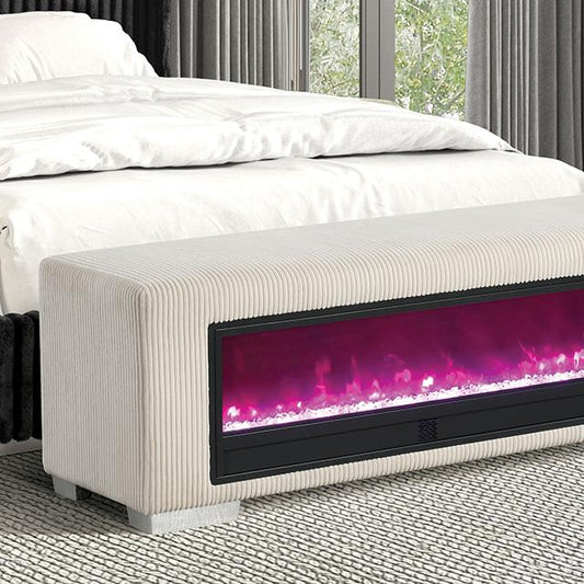 Furniture of America Elnath FM-BN6001BG Bench with Visual Crystal Fireplace IMAGE 1