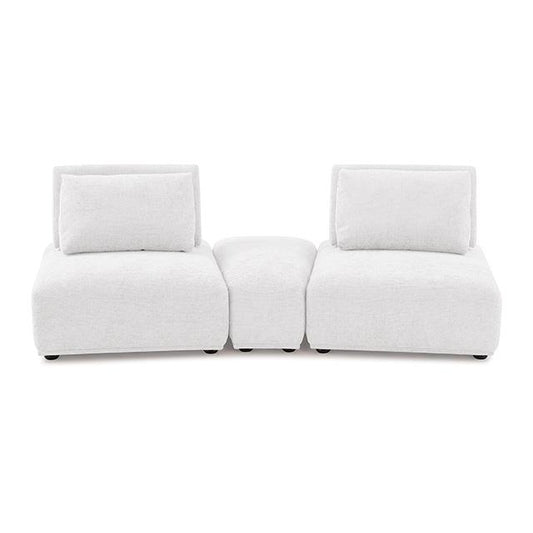 Furniture of America Stavanger FM63001WH-D Curved 2-Seater with Ottoman IMAGE 1