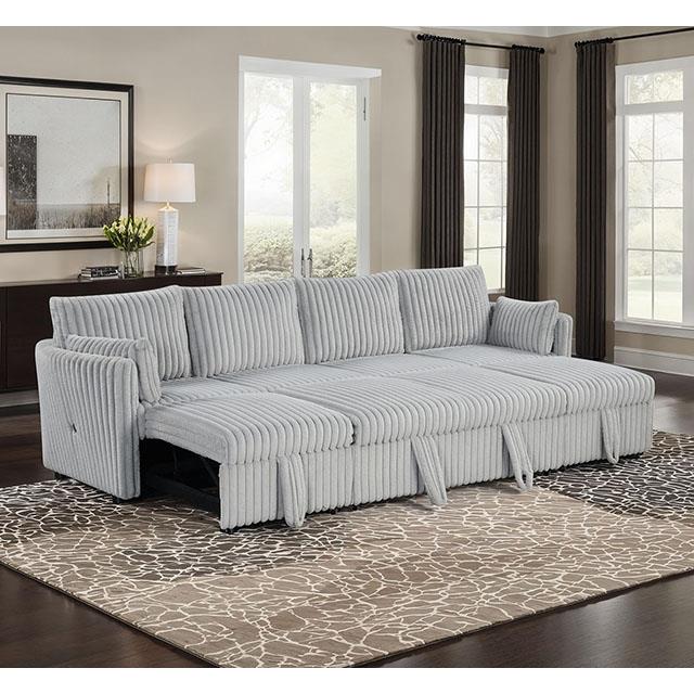 Furniture of America Denholme SL64002GY-SECT U-Sectional with Pull Out IMAGE 2